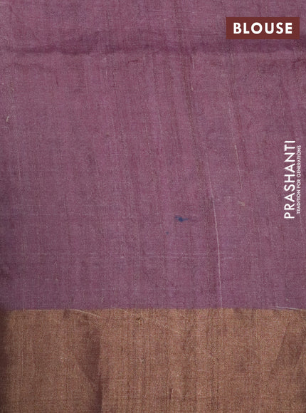 Pure tussar silk saree mauve pink with allover floral design pita work and zari woven border