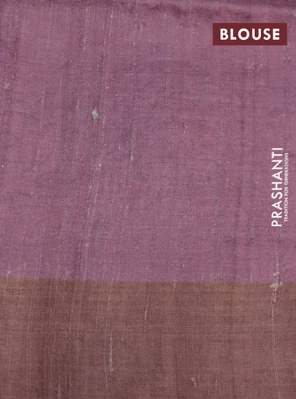 Pure tussar silk saree pastel pink and mild purple with allover floral design pita work and zari woven border