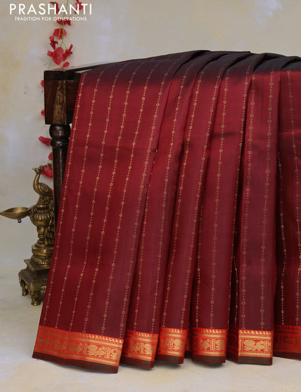 Pure kanchipuram silk saree maroon and dual shade of green with zari woven buttas and zari woven border