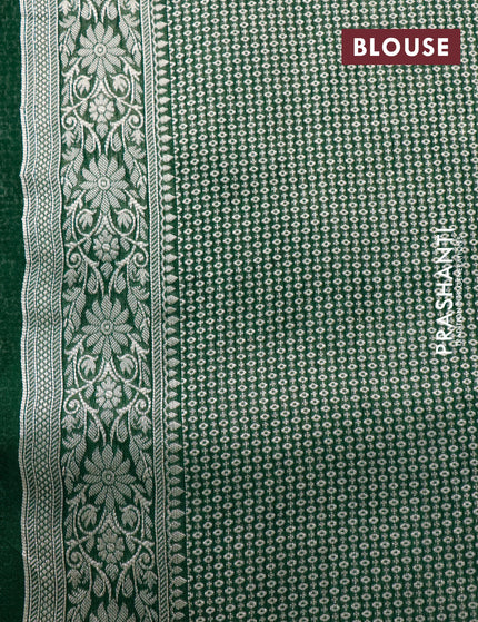 Raw silk saree dark green with allover thread & zari woven floral weaves and zari woven border