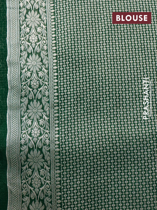 Raw silk saree dark green with allover thread & zari woven floral weaves and zari woven border