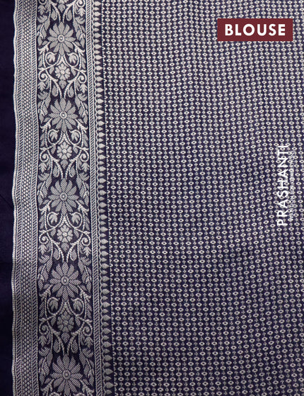 Raw silk saree navy blue with allover thread & zari woven floral weaves and zari woven border