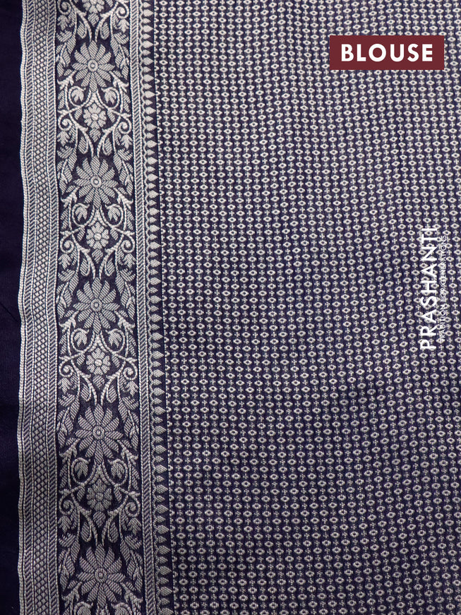 Raw silk saree navy blue with allover thread & zari woven floral weaves and zari woven border