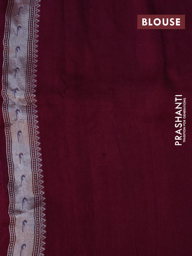 Raw silk saree wine shade with zari woven buttas and zari woven paithani style border