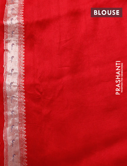 Raw silk saree kum kum red with zari woven buttas and zari woven paithani style border