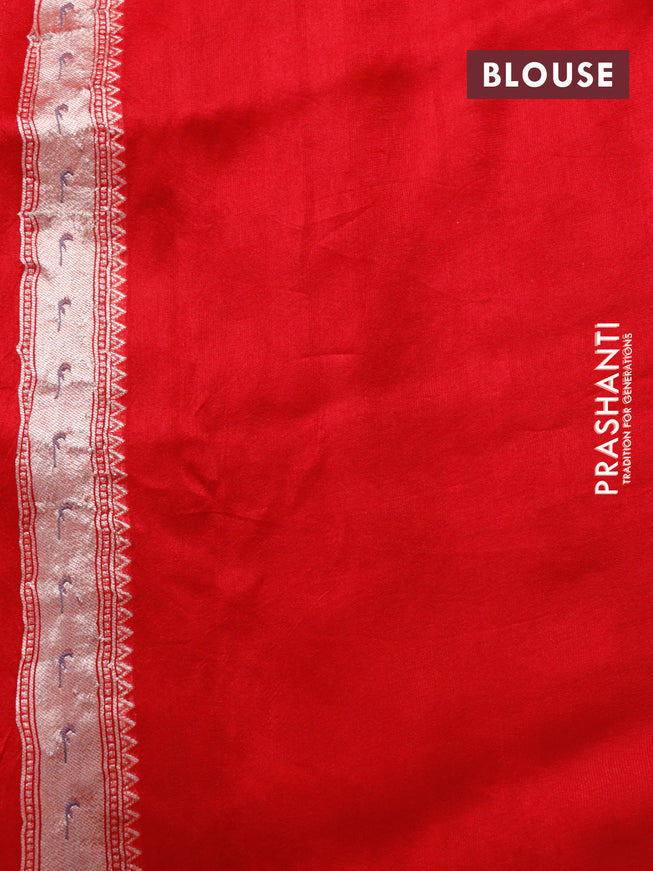 Raw silk saree kum kum red with zari woven buttas and zari woven paithani style border