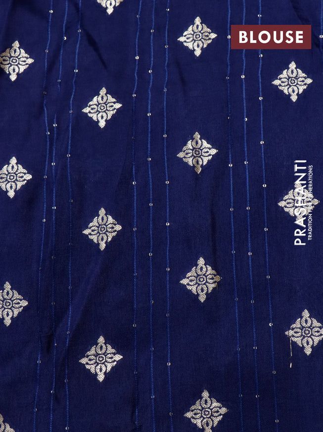 Raw silk saree pastel blue shade and navy blue with allover sequin work & butta weaves and beaded work border