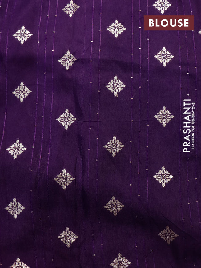 Raw silk saree violet and deep purple with allover sequin work & butta weaves and beaded work border