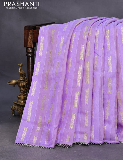 Raw silk saree lavender and deep purple with allover sequin work & butta weaves and beaded work border