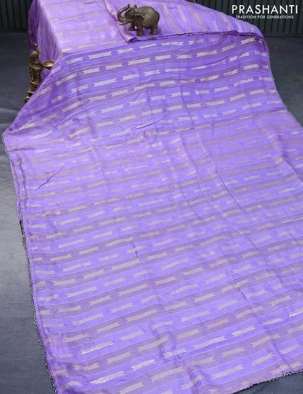 Raw silk saree lavender and deep purple with allover sequin work & butta weaves and beaded work border