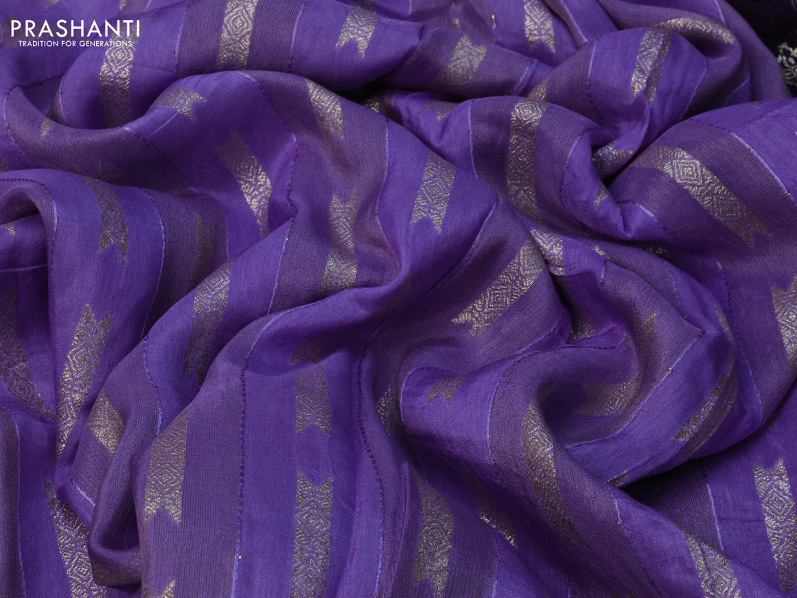 Raw silk saree lavender and deep purple with allover sequin work & butta weaves and beaded work border