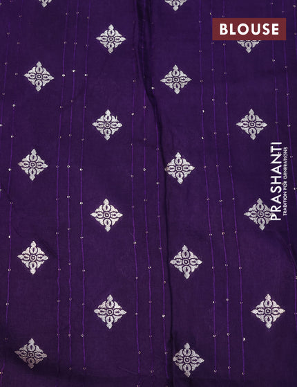 Raw silk saree lavender and deep purple with allover sequin work & butta weaves and beaded work border