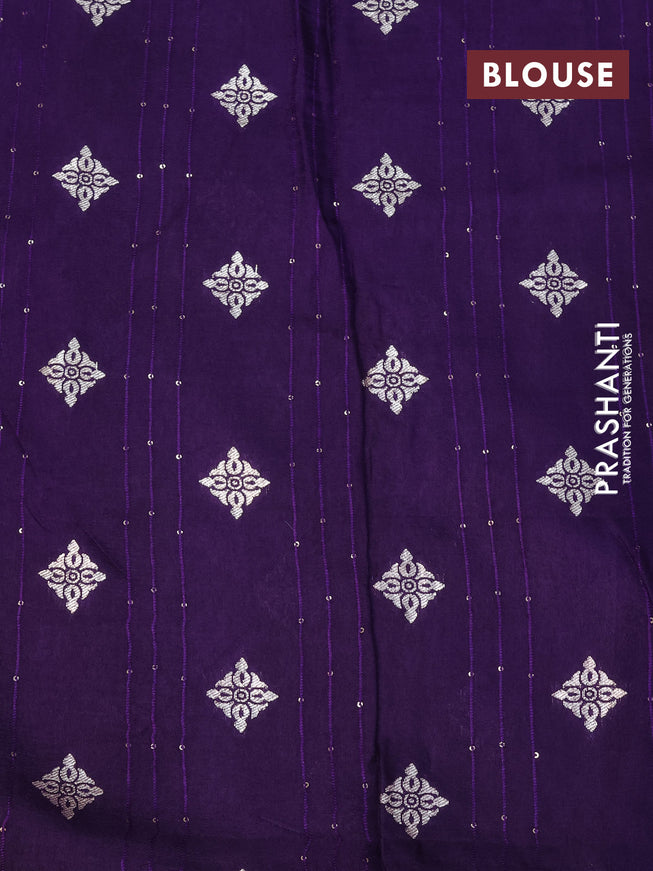 Raw silk saree lavender and deep purple with allover sequin work & butta weaves and beaded work border