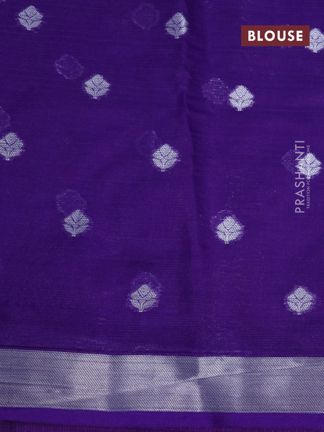 Zari kota saree lavender and violet with allover thread & silver floral zari weaves and silver zari woven border