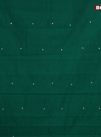 Poly cotton saree green and grey shade with mirror & embroidery work and block printed border with separate blouse