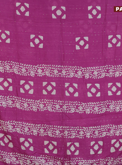 Batik cotton saree mild purple with allover sequin work & batik butta prints and printed lace work border