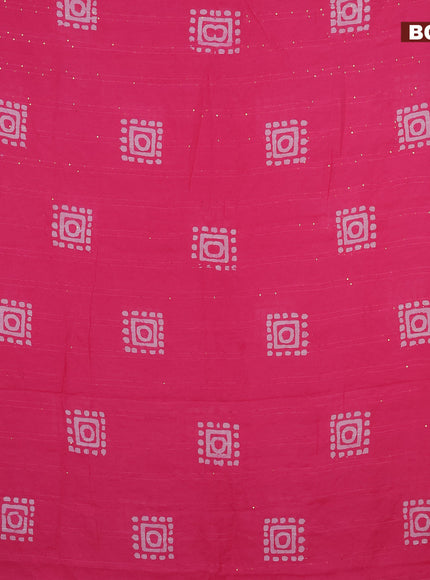 Batik cotton saree light pink with allover sequin work & batik butta prints and printed lace work border