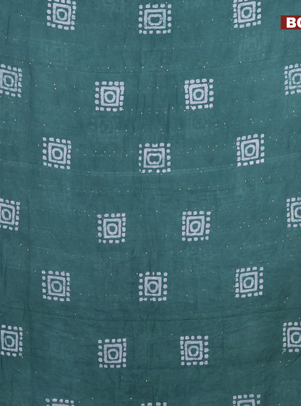 Batik cotton saree pastel shade of green with allover sequin work & batik butta prints and printed lace work border