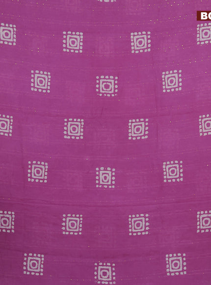 Batik cotton saree mild purple with allover sequin work & batik butta prints and printed lace work border