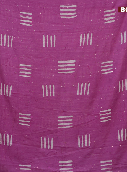 Batik cotton saree mild purple with allover sequin work & batik butta prints and printed lace work border