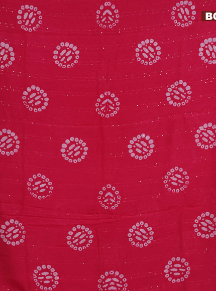 Batik cotton saree pink with allover sequin work & batik butta prints and printed lace work border