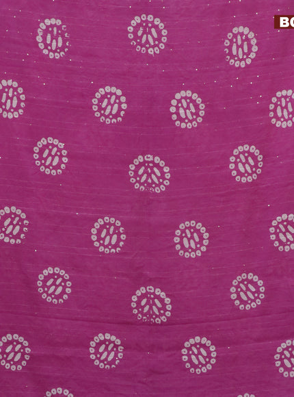 Batik cotton saree mauve pink with allover sequin work & batik butta prints and printed lace work border