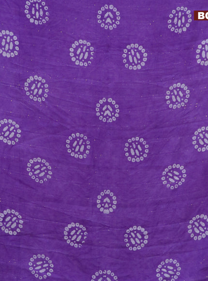 Batik cotton saree lavender shade with allover sequin work & batik butta prints and printed lace work border