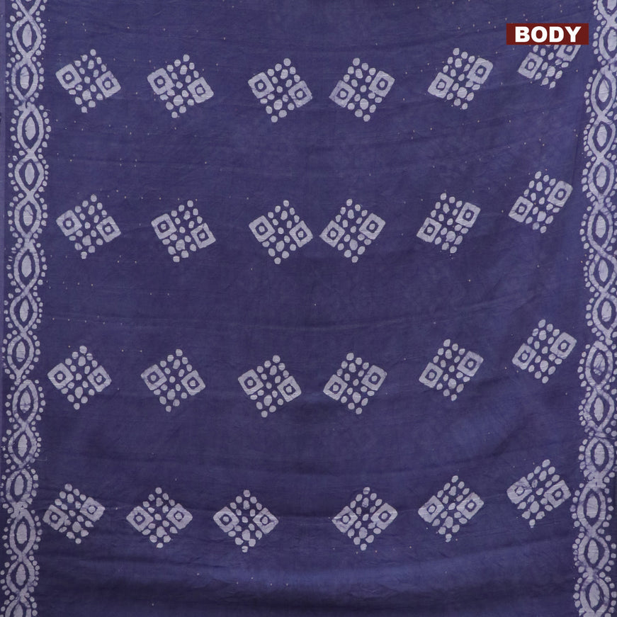 Batik cotton saree grey with allover sequin work & batik butta prints and printed lace work border