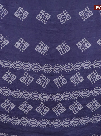 Batik cotton saree grey with allover sequin work & batik butta prints and printed lace work border