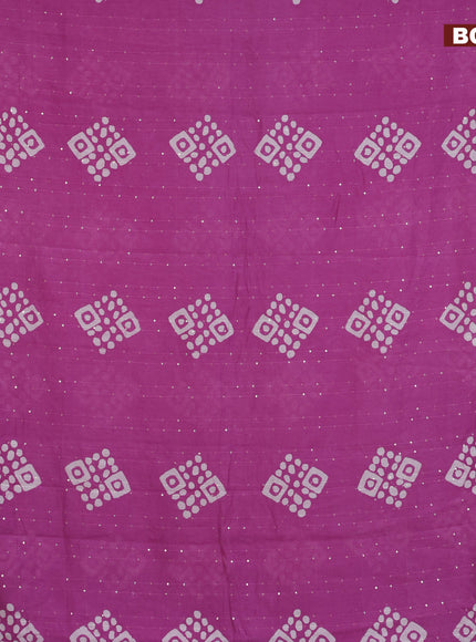 Batik cotton saree mild purple with allover sequin work & batik butta prints and printed lace work border