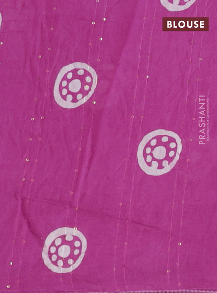 Batik cotton saree mild purple with allover sequin work & batik butta prints and printed lace work border