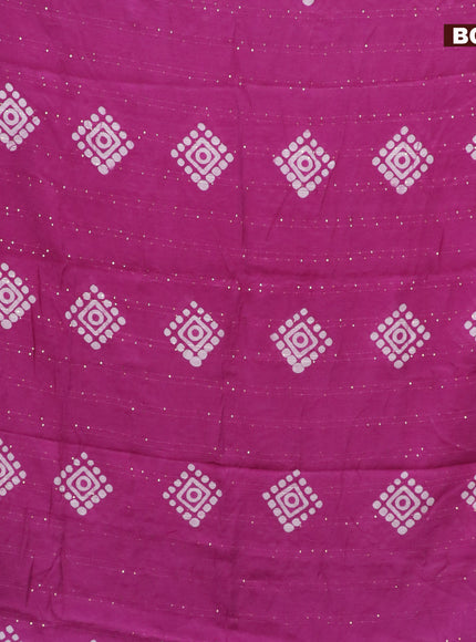 Batik cotton saree mild purple with allover sequin work & batik butta prints and printed lace work border