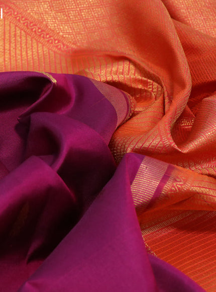 Pure kanchipuram silk saree purple and pink with zari woven buttas and rich zari woven border