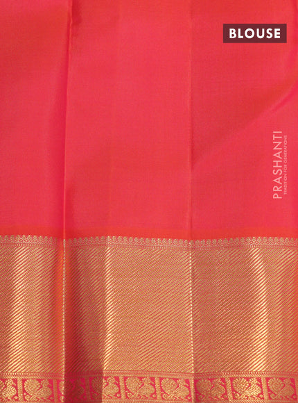 Pure kanchipuram silk saree purple and pink with zari woven buttas and rich zari woven border