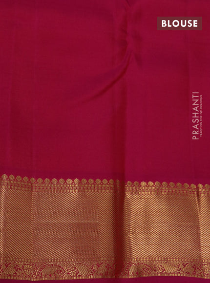 Pure kanchipuram silk saree cream teal blue and pink with allover zari stripe weaves and rich zari woven korvai border