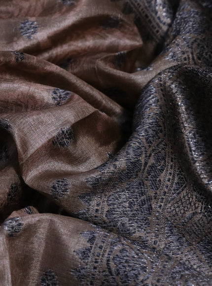 Banarasi tussar silk saree brown shade with allover prints & zari buttas and woven border