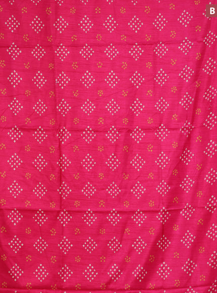 Semi dola saree pink with allover bandhani butta prints and zari woven border