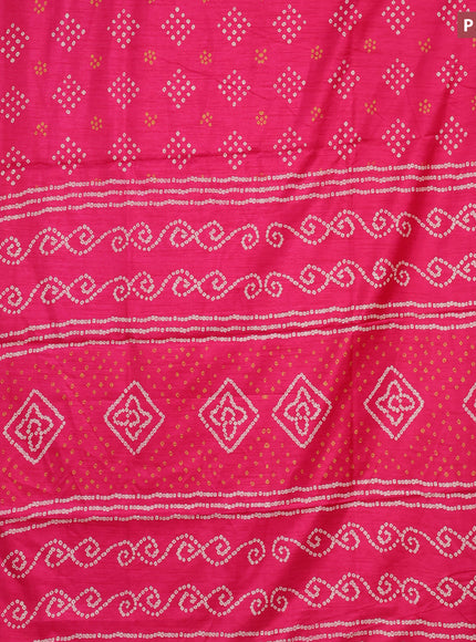 Semi dola saree pink with allover bandhani butta prints and zari woven border