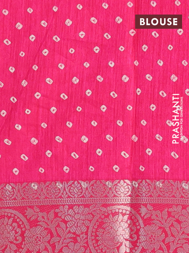 Semi dola saree pink with allover bandhani butta prints and zari woven border