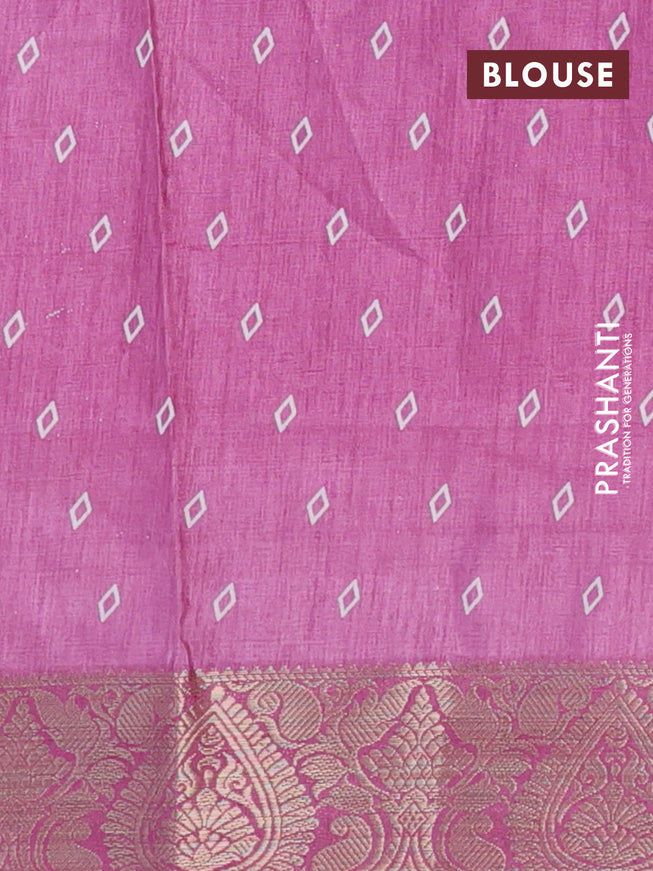 Semi dola saree mauve pink with allover floral prints and zari woven border