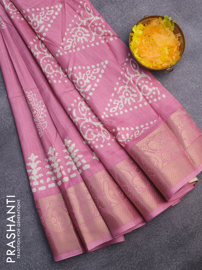 Semi dola saree light pink with butta prints and zari woven border