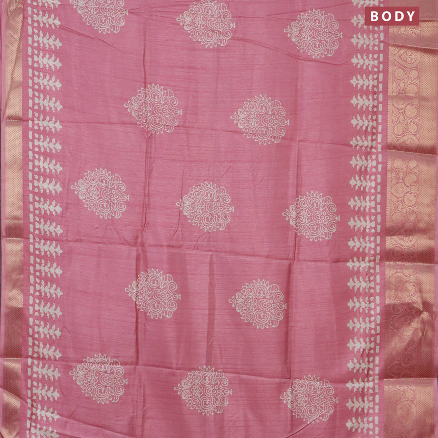 Semi dola saree light pink with butta prints and zari woven border