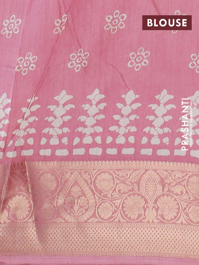 Semi dola saree light pink with butta prints and zari woven border