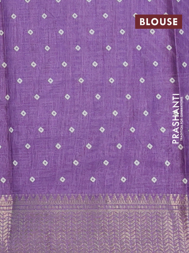 Semi dola saree pastel lavender shade with allover geometric prints and zari woven border