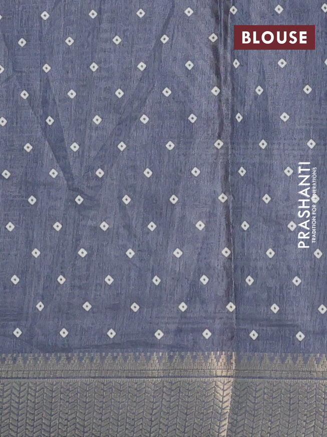 Semi dola saree grey with allover geometric prints and zari woven border