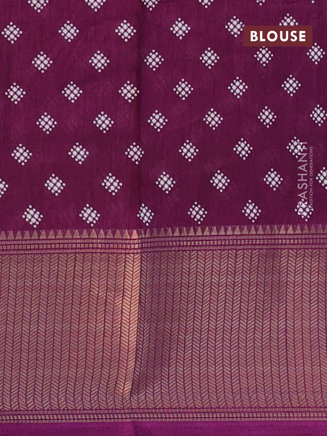 Semi dola saree purple with allover prints and zari woven border