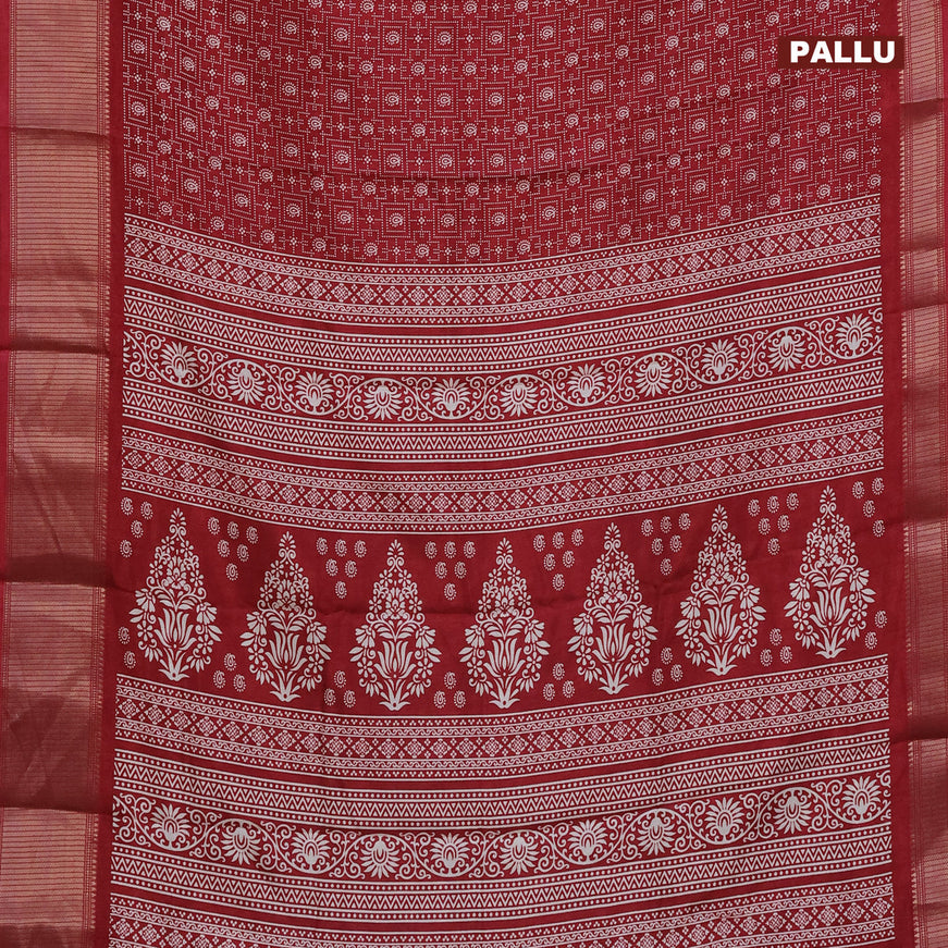 Semi dola saree maroon with allover prints and zari woven border