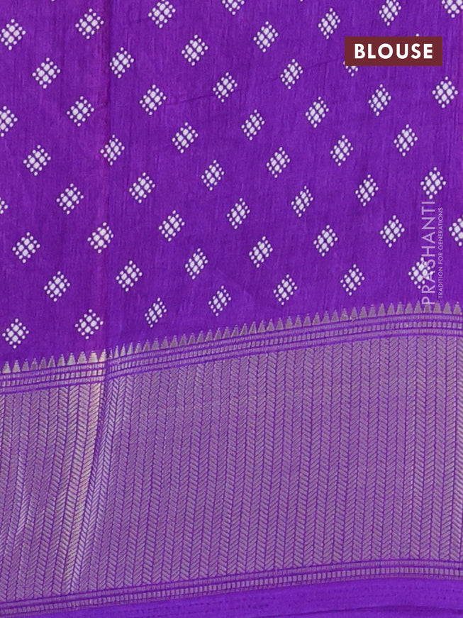 Semi dola saree violet with allover prints and zari woven border