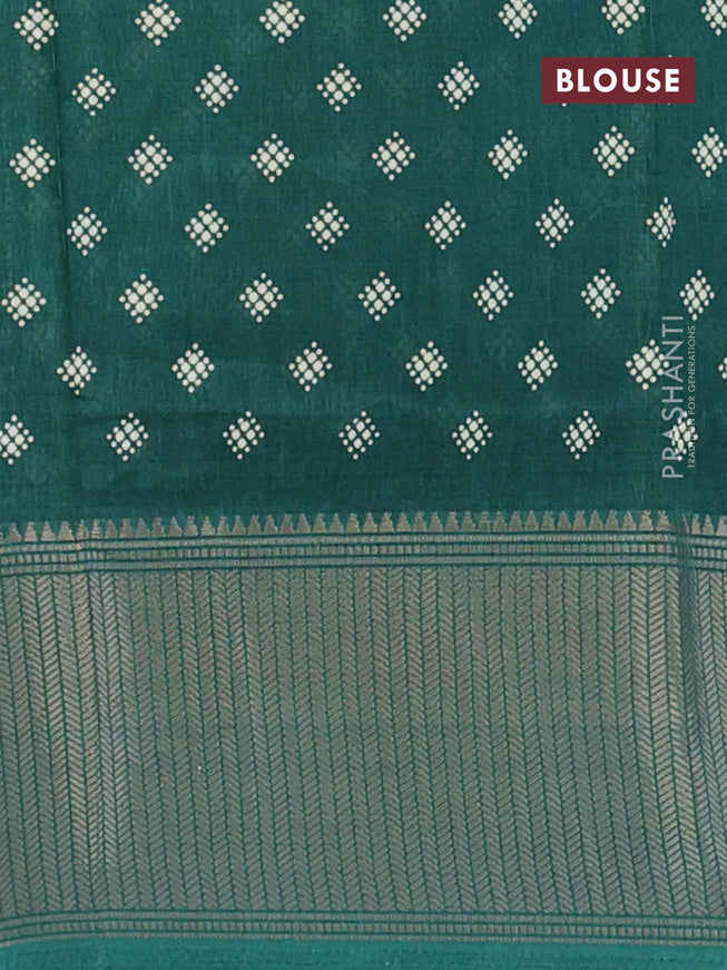 Semi dola saree green with allover prints and zari woven border