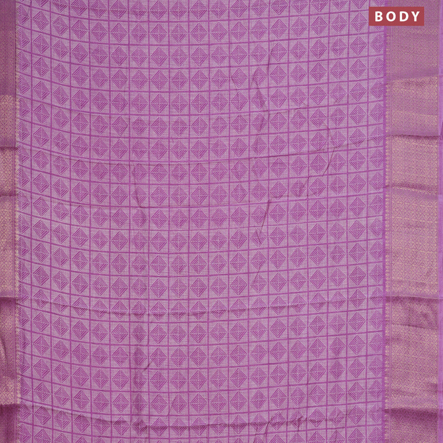 Semi dola saree purple shade with allover geometric prints and zari woven border